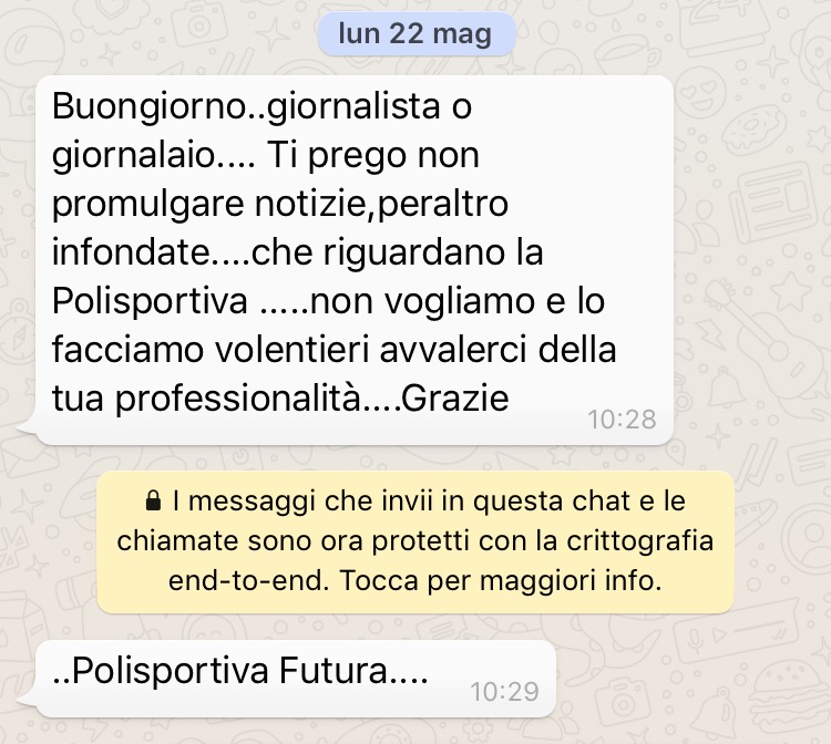 Futura sms 22 maggio 17